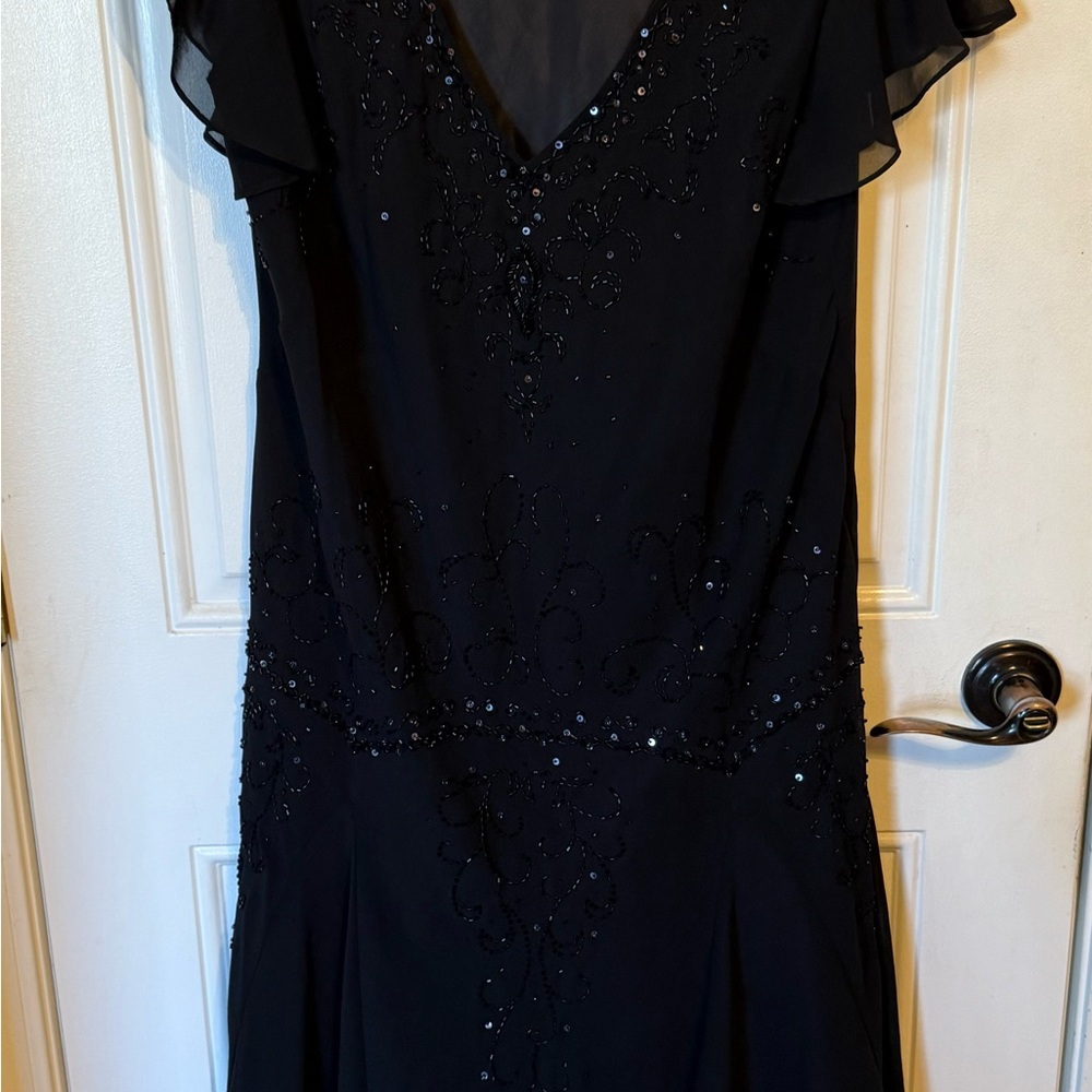 R&M Richards Black Maxi Dress with Sequins